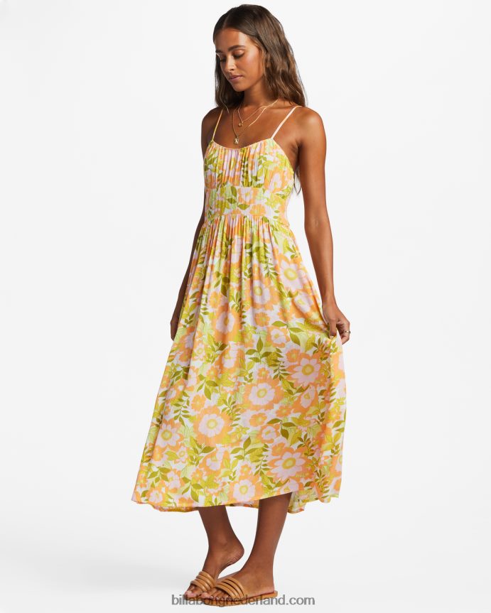 Billabong vrouwen je babe midi-jurksinaasappelschil 4D20H1801