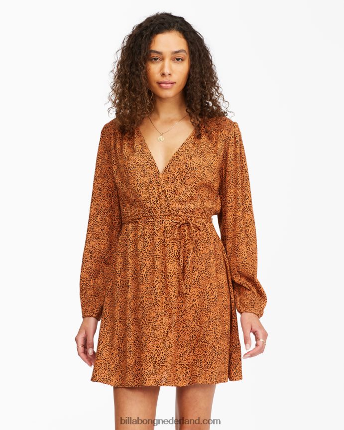 Billabong vrouwen lente romantiek mini wikkeljurktoffee 4D20H2358