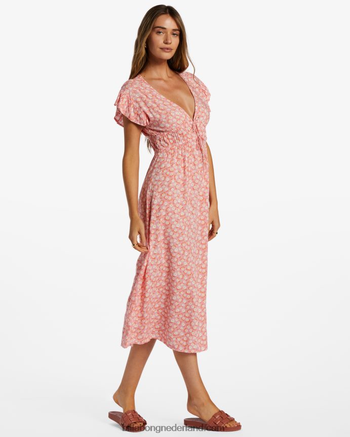 Billabong vrouwen midi-jurk voor een picknickdatumflamingo 4D20H2045