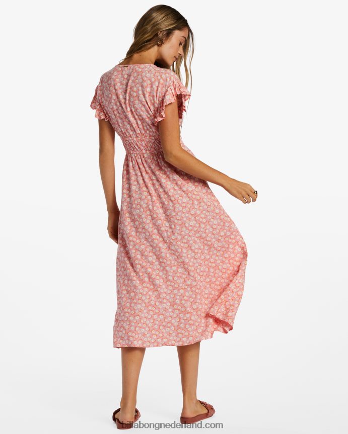 Billabong vrouwen midi-jurk voor een picknickdatumflamingo 4D20H2045