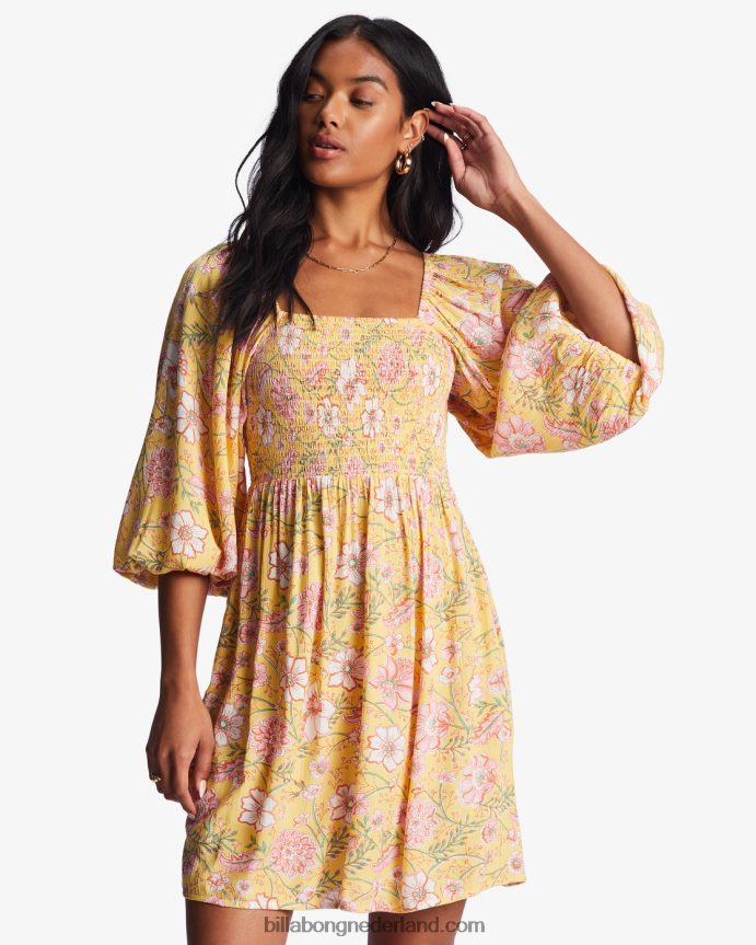 Billabong vrouwen paradijselijke dagen mini-jurkgouden perzik 4D20H2149