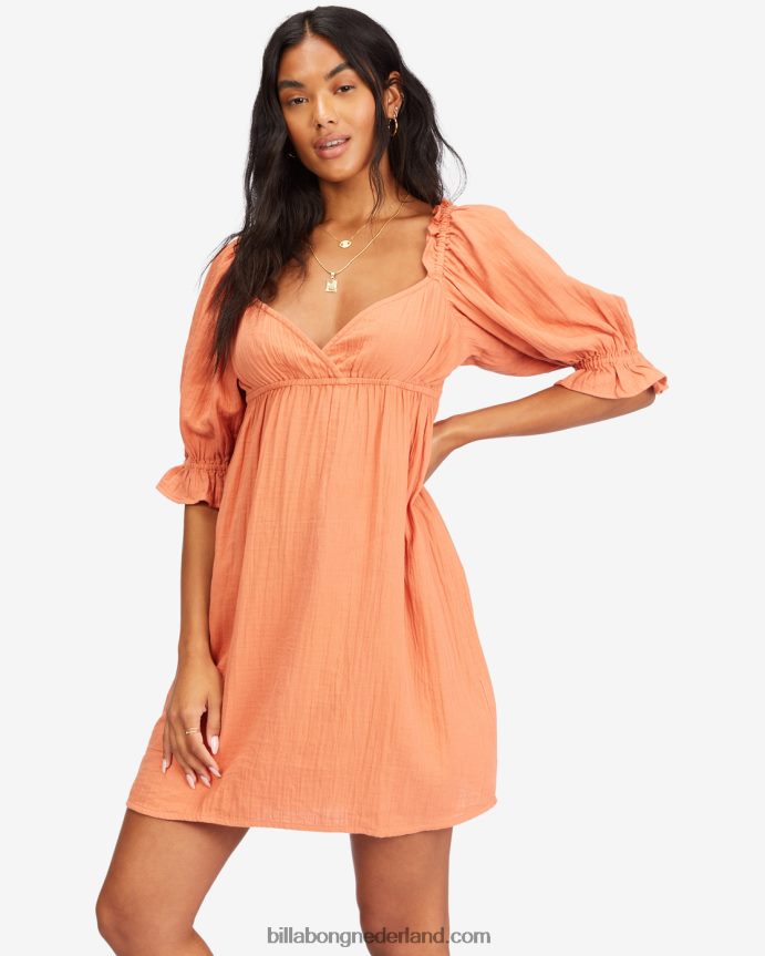Billabong vrouwen perfecte paradijselijke babydoll-jurkterracotta 4D20H2255