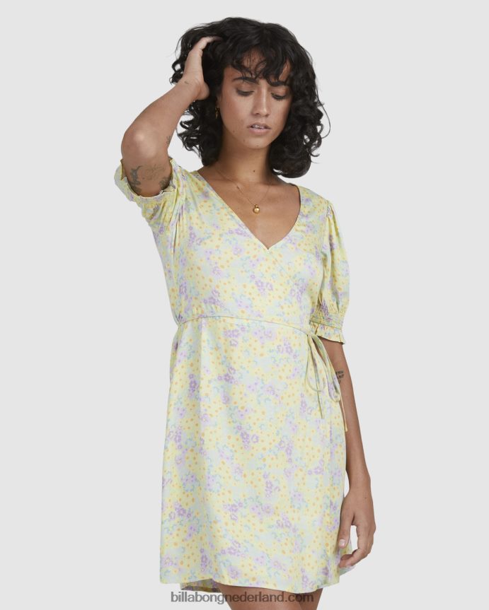 Billabong vrouwen storm wikkeljurkCitroen limoen 4D20H2339