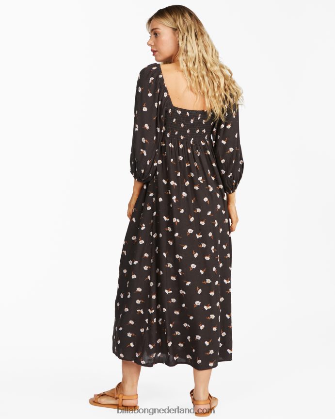Billabong vrouwen weggevaagde midi-jurkuit zwart 4D20H2359