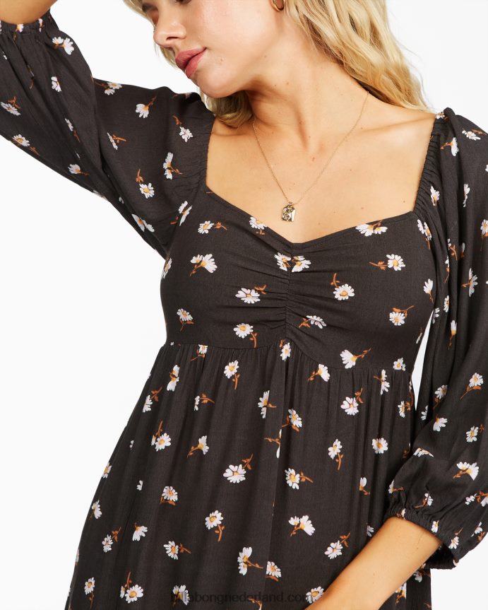 Billabong vrouwen weggevaagde midi-jurkuit zwart 4D20H2359