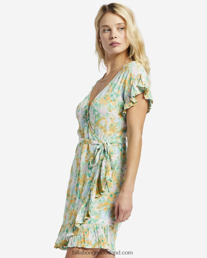 Billabong vrouwen wikkel en rol geweven jurkgroente 4D20H1908