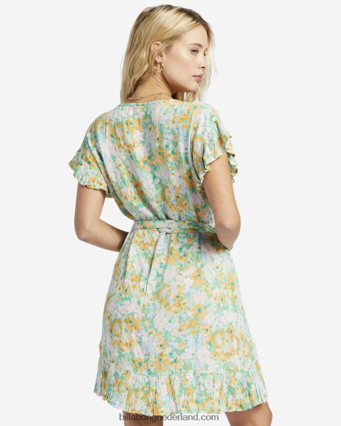 Billabong vrouwen wikkel en rol geweven jurkgroente 4D20H1908