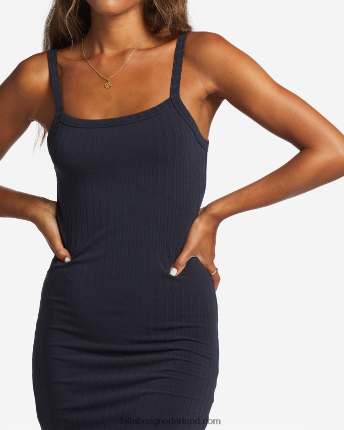 Billabong vrouwen zomerse babe rib gebreide jurkzwarte kiezelsteen 4D20H1905