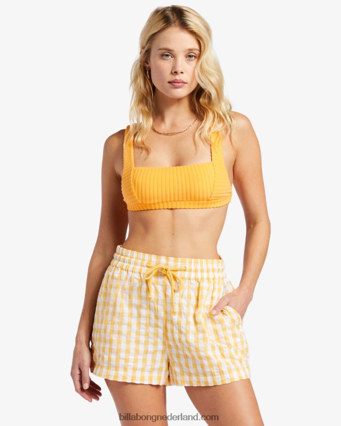 Billabong vrouwen dagjesmensen zonneschijn check elastische shortsgoud 4D20H1896