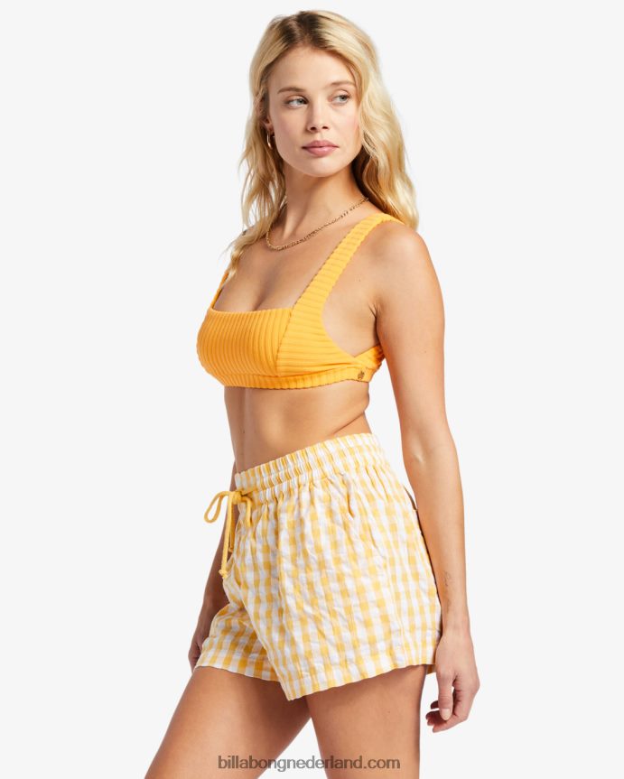 Billabong vrouwen dagjesmensen zonneschijn check elastische shortsgoud 4D20H1896