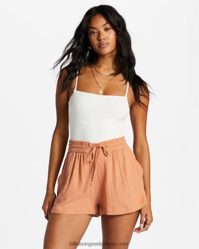 Billabong vrouwen korte broek met elastische taille voor dagjesmensenroos dageraad 4D20H2058