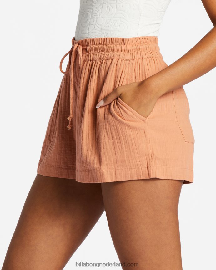 Billabong vrouwen korte broek met elastische taille voor dagjesmensenroos dageraad 4D20H2058