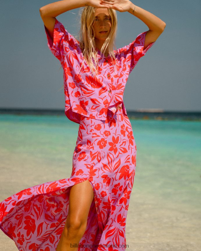 Billabong vrouwen peachy scherpe maxi rokheldere orchidee 4D20H1950