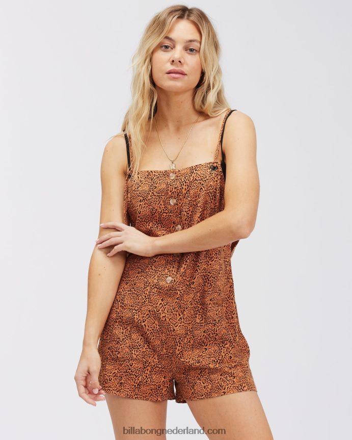 Billabong vrouwen wave watch kort overall rompertjetoffee 4D20H2346