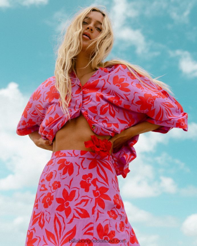Billabong vrouwen allemaal goed button-down overhemdheldere orchidee 4D20H1977