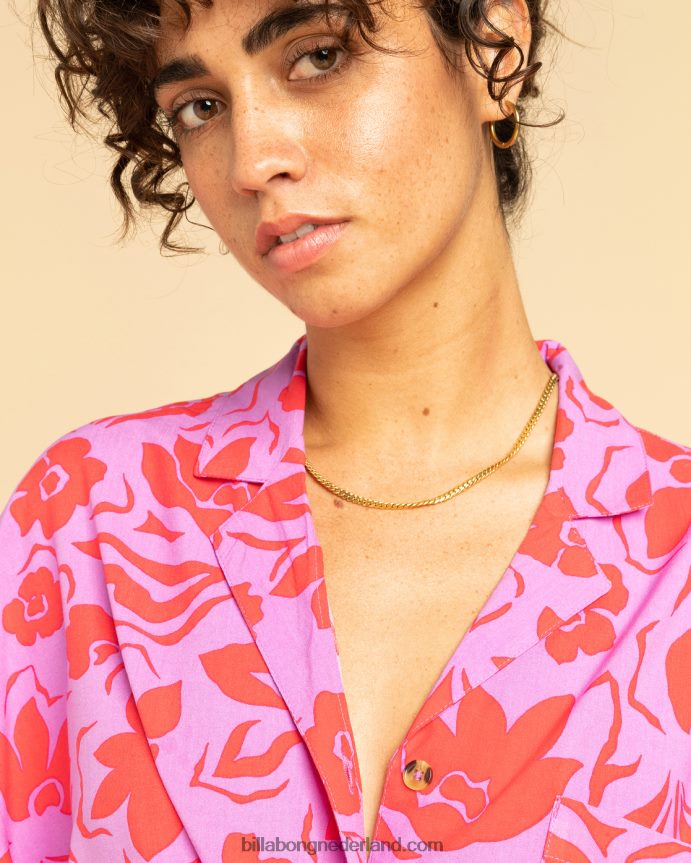 Billabong vrouwen allemaal goed button-down overhemdheldere orchidee 4D20H1977