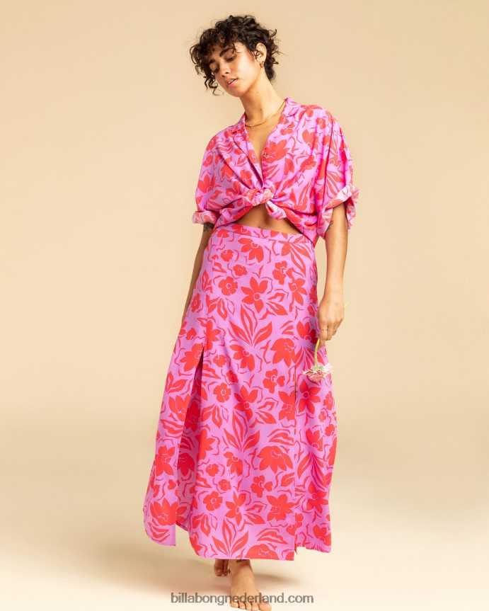 Billabong vrouwen allemaal goed button-down overhemdheldere orchidee 4D20H1977