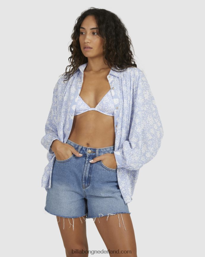 Billabong vrouwen blauw klokkenshirt met lange mouwenblauw 4D20H1984