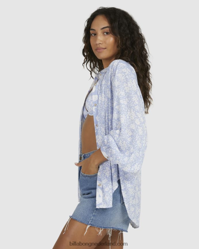 Billabong vrouwen blauw klokkenshirt met lange mouwenblauw 4D20H1984