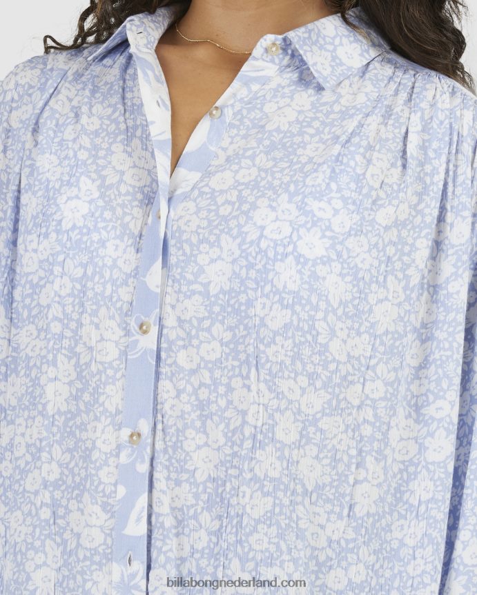 Billabong vrouwen blauw klokkenshirt met lange mouwenblauw 4D20H1984