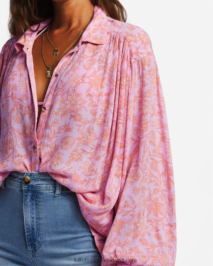 Billabong vrouwen dag na dag shirt met lange mouwenroze paden 4D20H1753