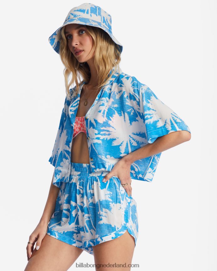 Billabong vrouwen de zon schijnt bijgesneden shirtblauw Hawaï 4D20H1964