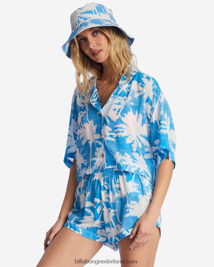 Billabong vrouwen de zon schijnt bijgesneden shirtblauw Hawaï 4D20H1964