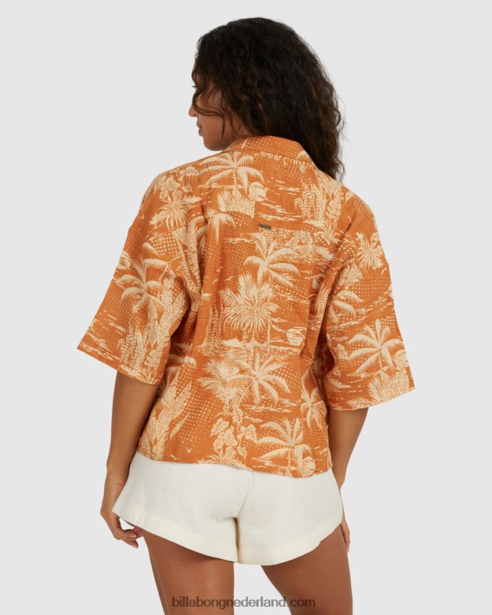 Billabong vrouwen droomdagen overhemd met korte mouwenmosterd 4D20H1972