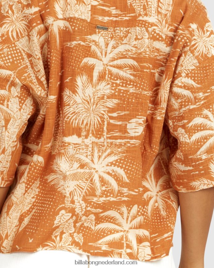 Billabong vrouwen droomdagen overhemd met korte mouwenmosterd 4D20H1972