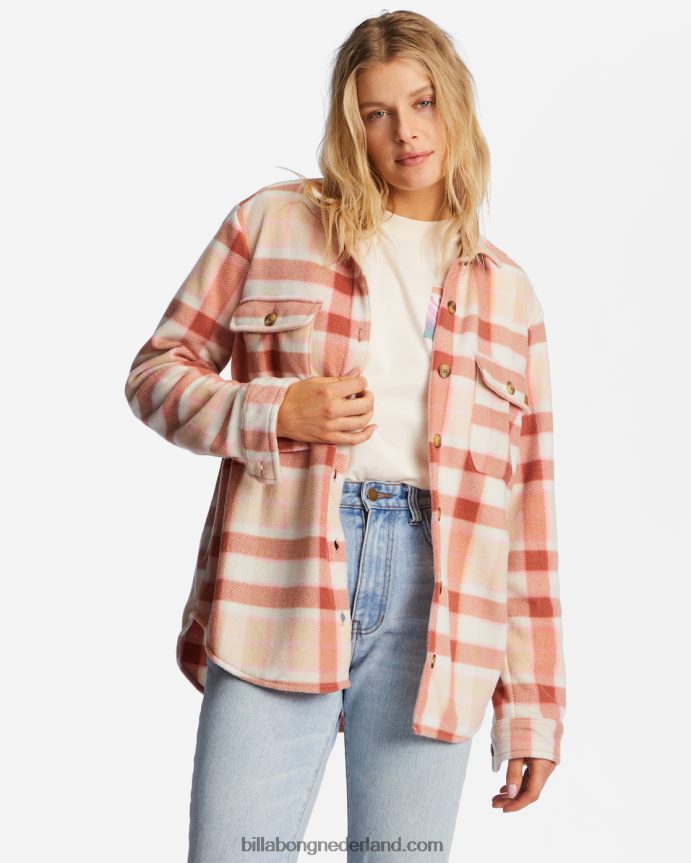 Billabong vrouwen een/div forge fleece flanel shacketkus de aarde 4D20H1965
