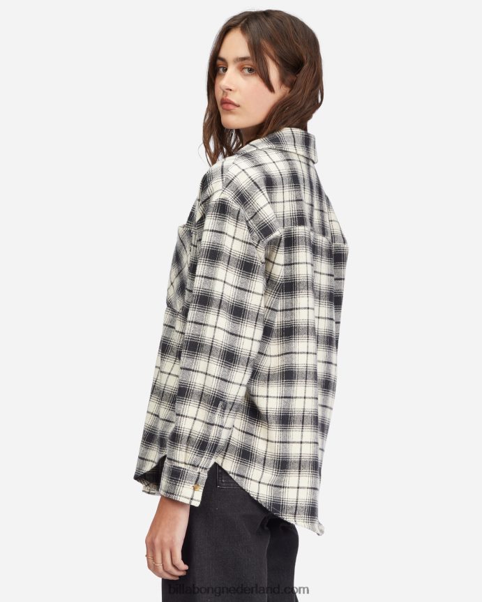 Billabong vrouwen gemakkelijk luchtig overhemd met lange mouwen en knopenuit zwart 4D20H2242