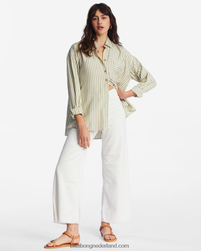 Billabong vrouwen in the tide road trippin shirt met lange mouwenavocado 4D20H2092