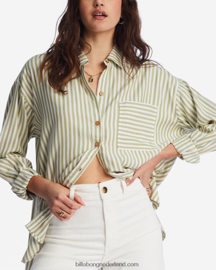 Billabong vrouwen in the tide road trippin shirt met lange mouwenavocado 4D20H2092