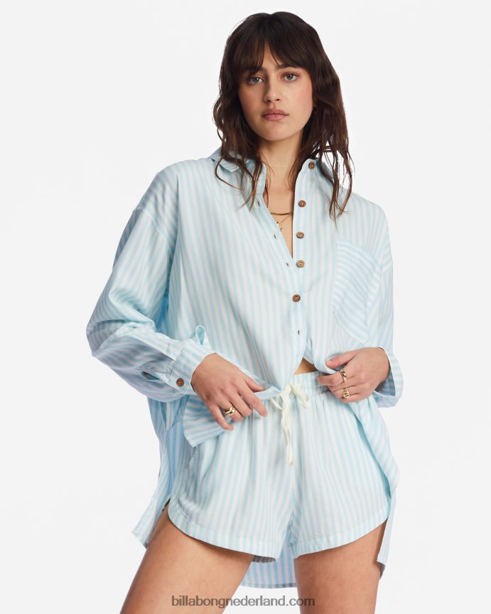 Billabong vrouwen in the tide road trippin shirt met lange mouwenverlichte luchten 4D20H2134