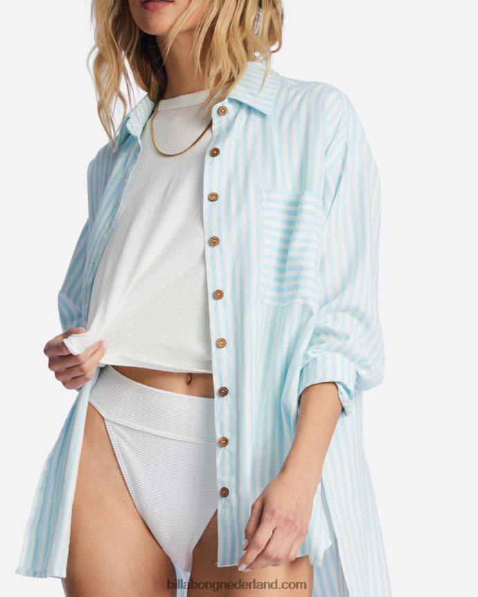 Billabong vrouwen in the tide road trippin shirt met lange mouwenverlichte luchten 4D20H2134