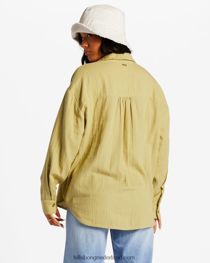 Billabong vrouwen recht op shirt met lange mouwenavocado 4D20H2088