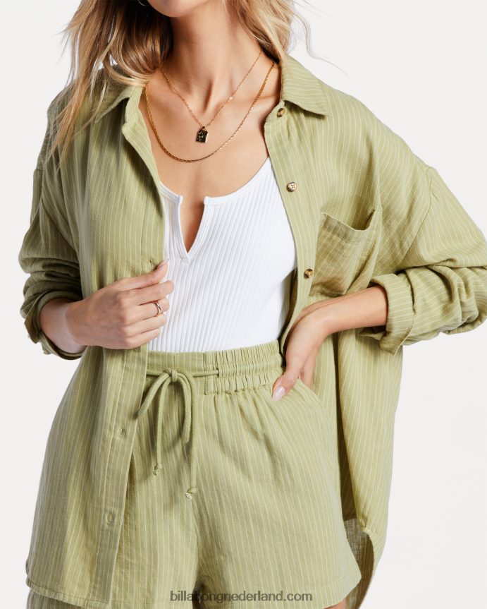 Billabong vrouwen recht op shirt met lange mouwenavocado 4D20H2088