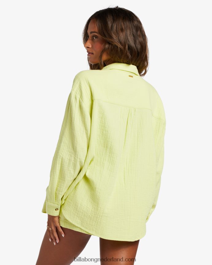 Billabong vrouwen recht op shirt met lange mouwenlichte limoen 4D20H1766