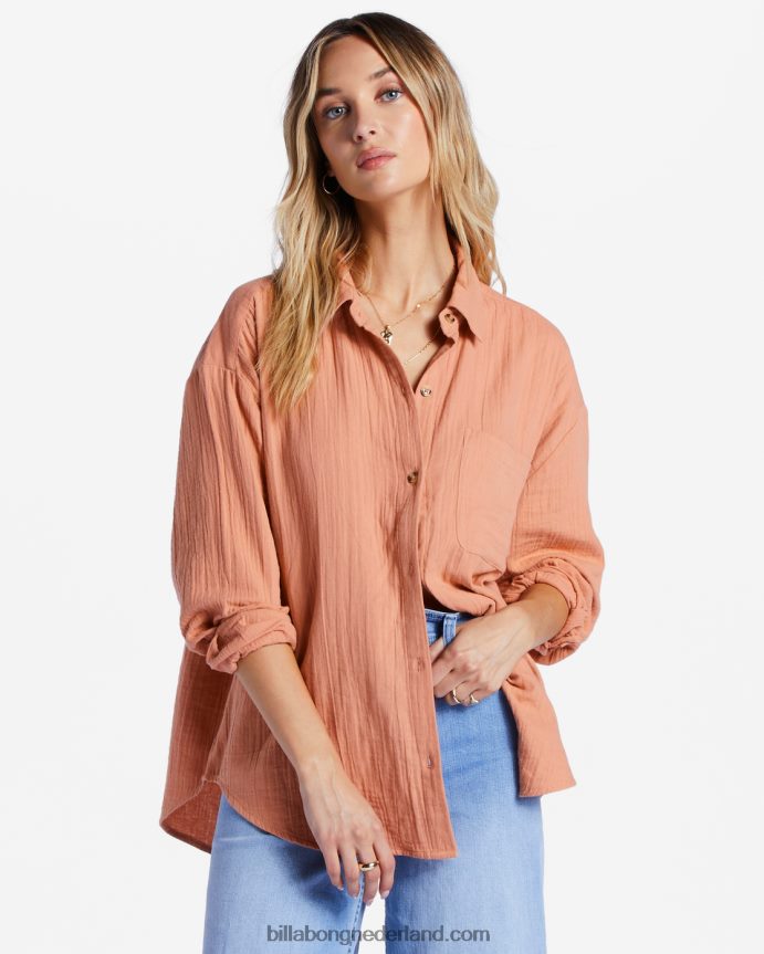Billabong vrouwen recht op shirt met lange mouwenroos dageraad 4D20H2060