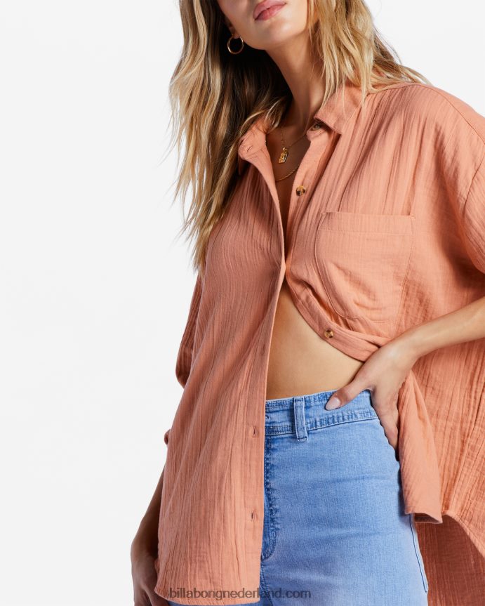 Billabong vrouwen recht op shirt met lange mouwenroos dageraad 4D20H2060
