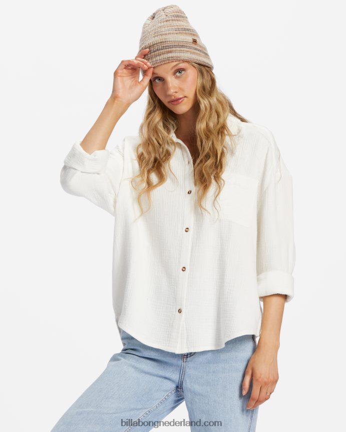 Billabong vrouwen recht op shirt met lange mouwenzout kristal 4D20H1761