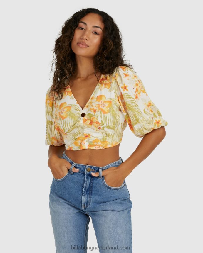 Billabong vrouwen utopia top gebloemd overhemdzout kristal 4D20H2158