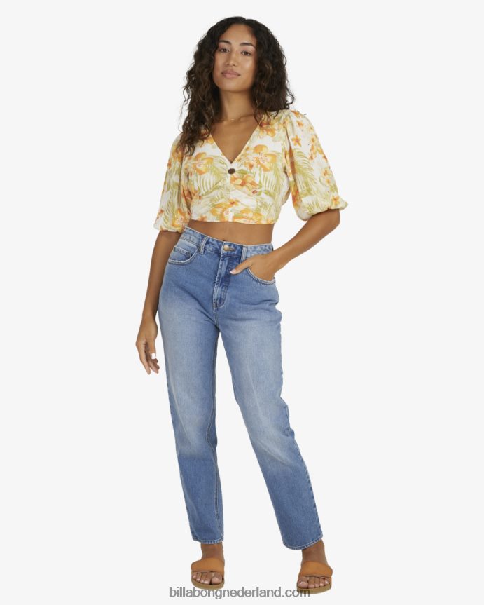 Billabong vrouwen utopia top gebloemd overhemdzout kristal 4D20H2158