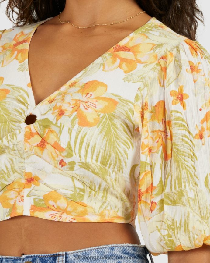 Billabong vrouwen utopia top gebloemd overhemdzout kristal 4D20H2158