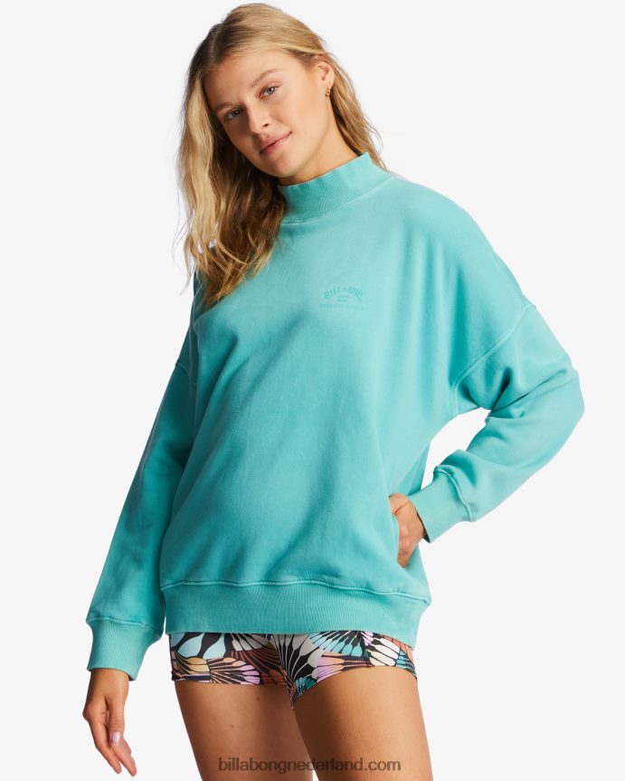 Billabong vrouwen a/div canyon sweatshirt met opstaande kraaglagune 4D20H2187