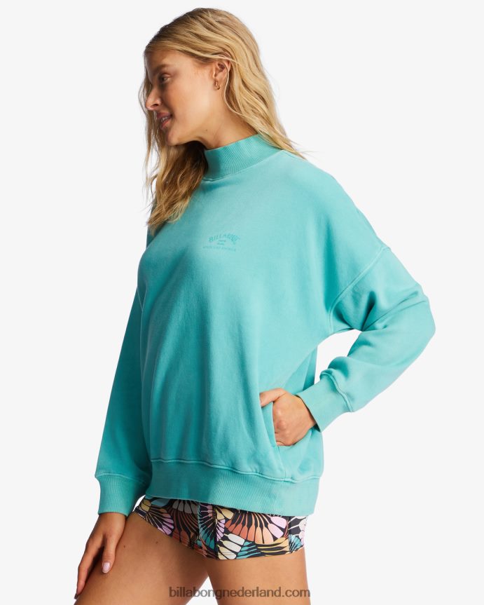 Billabong vrouwen a/div canyon sweatshirt met opstaande kraaglagune 4D20H2187