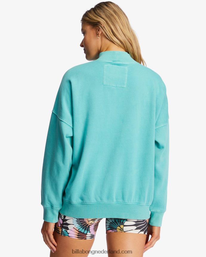 Billabong vrouwen a/div canyon sweatshirt met opstaande kraaglagune 4D20H2187