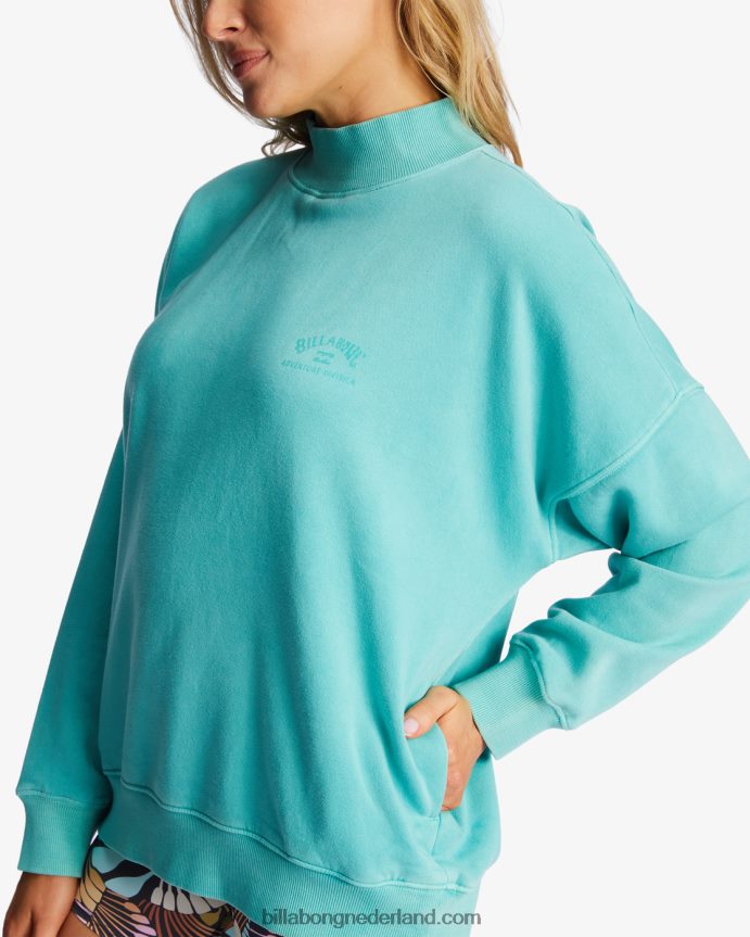 Billabong vrouwen a/div canyon sweatshirt met opstaande kraaglagune 4D20H2187