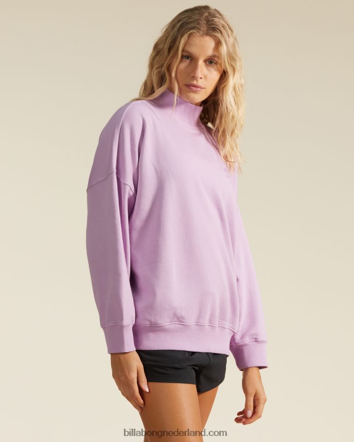 Billabong vrouwen a/div canyon sweatshirt met opstaande kraaglavendel veld 4D20H2244