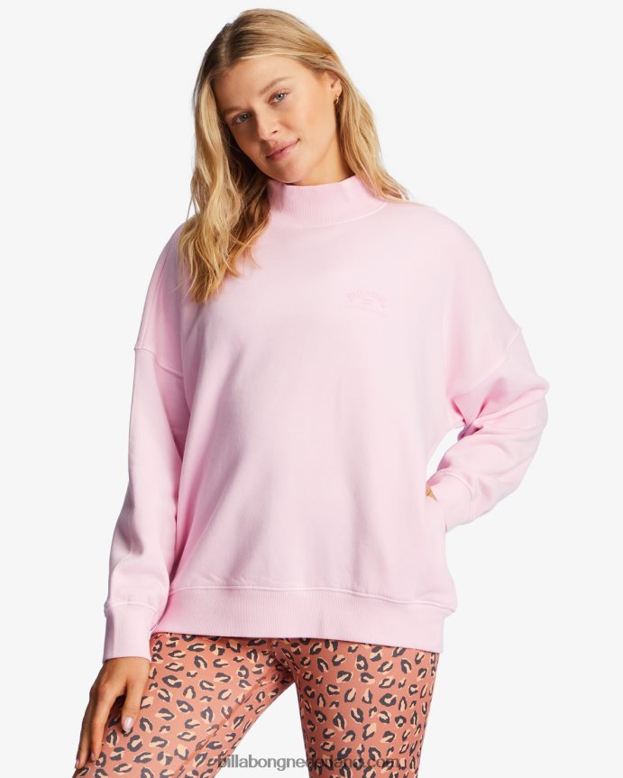 Billabong vrouwen a/div canyon sweatshirt met opstaande kraagroze paden 4D20H2177